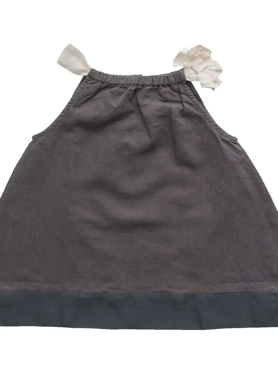 Beba Bean Baby Bow Linen Dress Grey 3-6 months