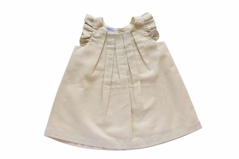 Beba Bean Box Pleat Linen Dress Oatmeal 3-6 months