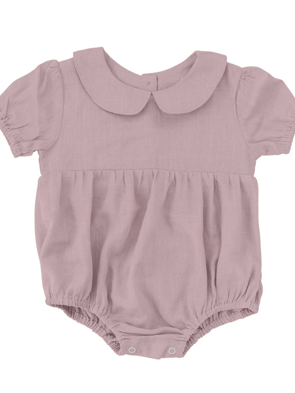 Beba Bean Peter Pan Collar Linen Romper Clay 6 -12 months