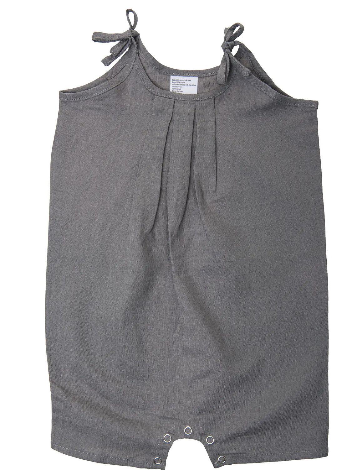 Beba Bean Baby Tie Linen Romper Grey 3-6 months