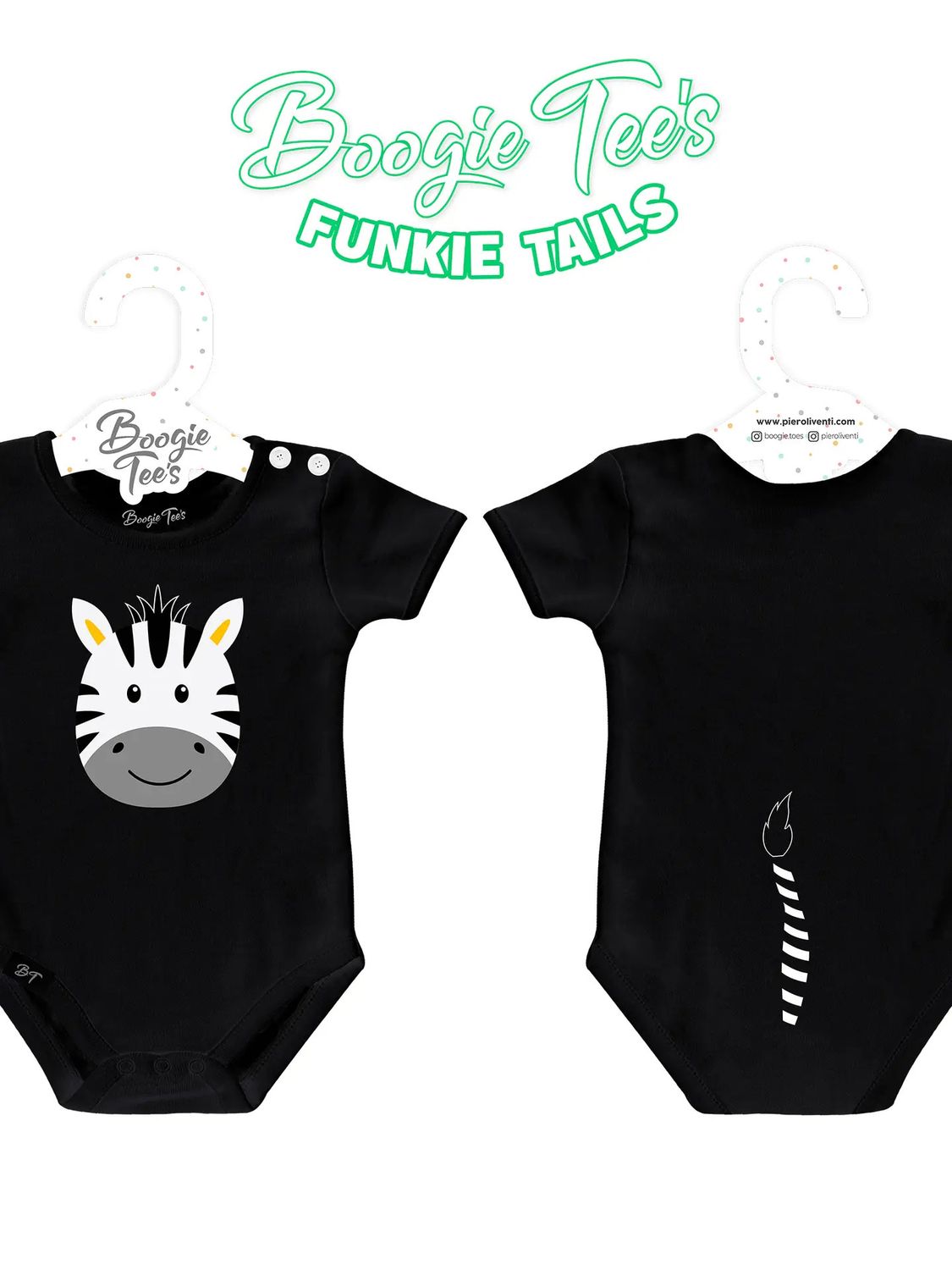 Liventi Zebra Black Boogie Tee Funny Tails White Button