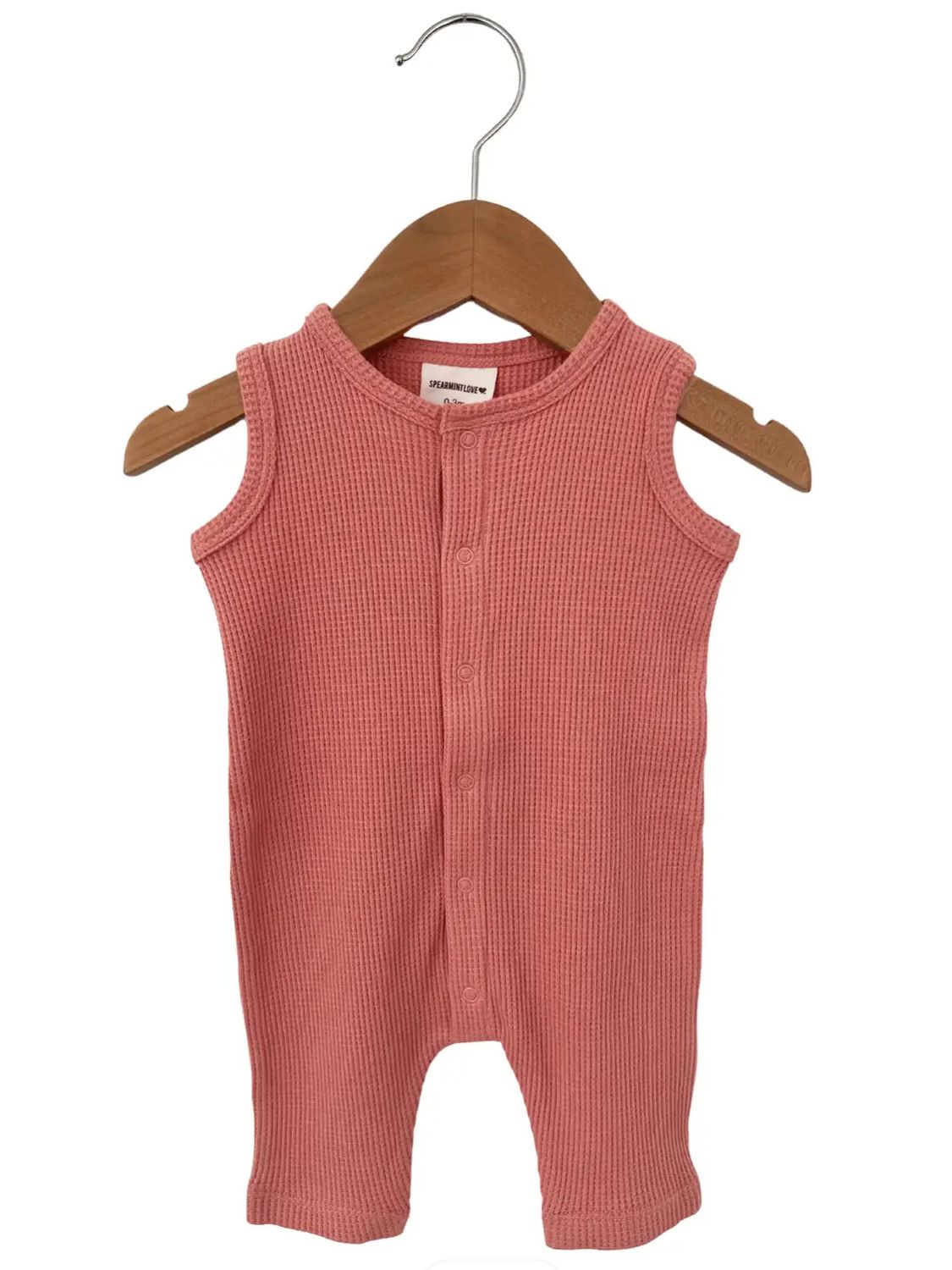 SpearmintLOVE Organic Waffle Easy Romper, Dusty Rose 3 - 6 mo.