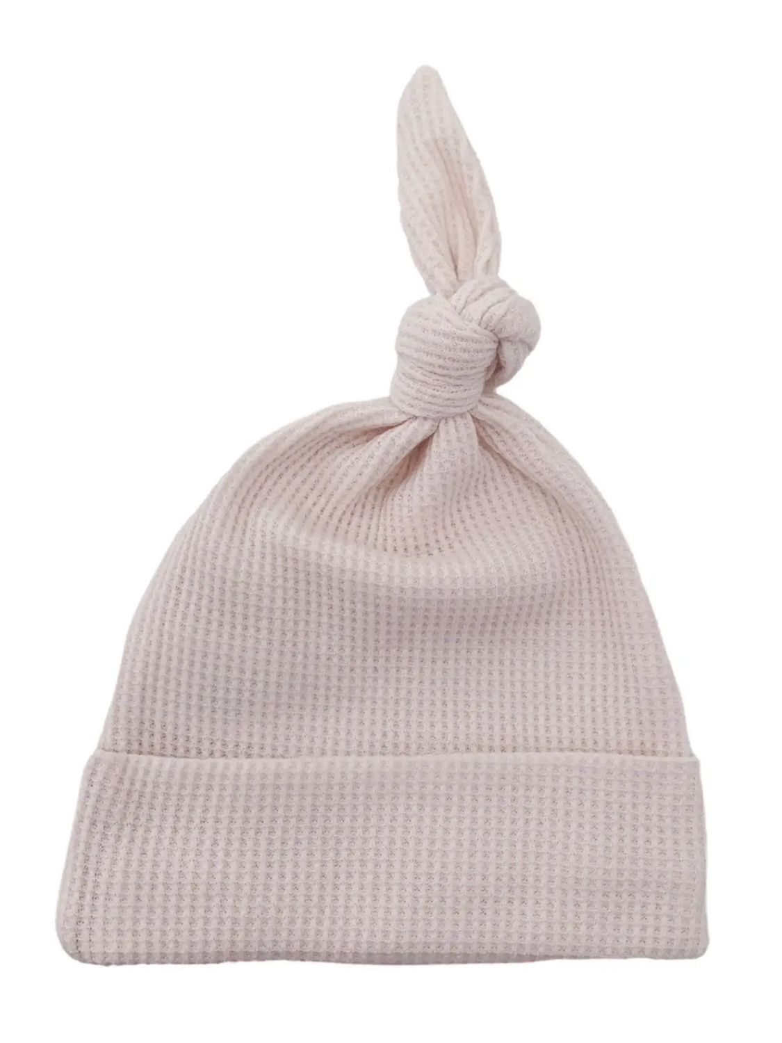 SpearmintLOVE Organic Waffle Knot Beanie, Snow 0-3 months