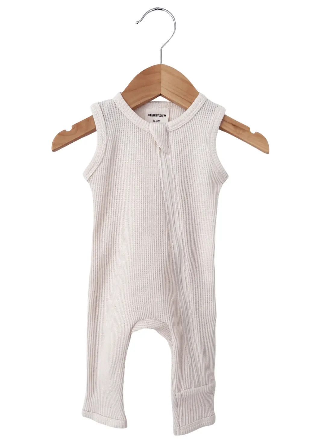 SpearmintLOVE Organic Waffle Sleeveless Zip Romper, Snow 12 - 18 mo.