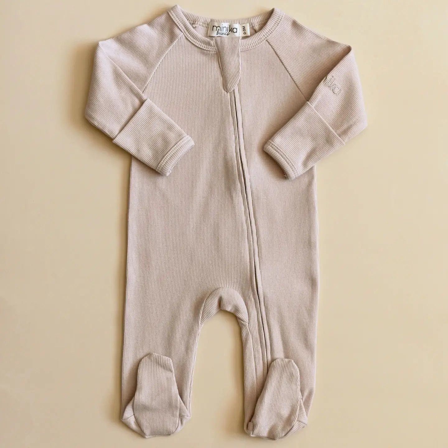 Minika Zipper Footed Pajamas - Cream 12-18M