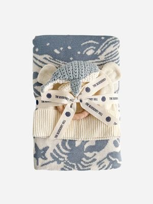 Nautical Baby Gift Set Whale Cotton Blanket Teether Summer