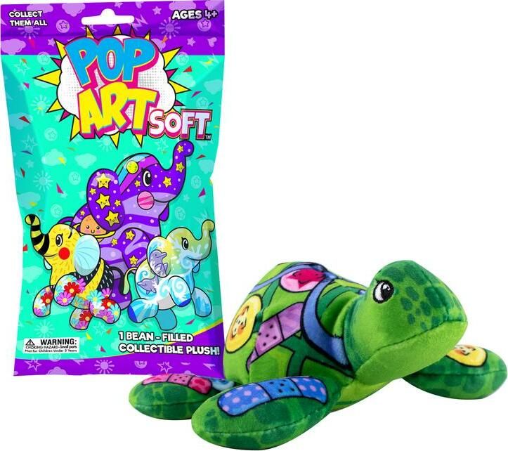 Pop Art Soft Mini Turtles - Mystery Bag Single Plush Bean 4" Assorted