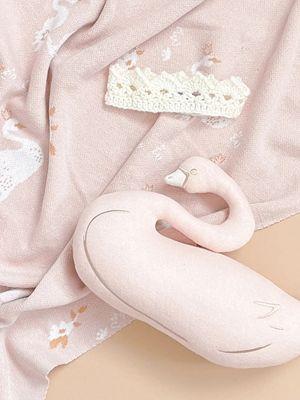 Swan Baby Gift Set Organic Blanket Crown Pillow Summer