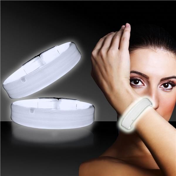 Triple Wide Glow Bracelets - White
