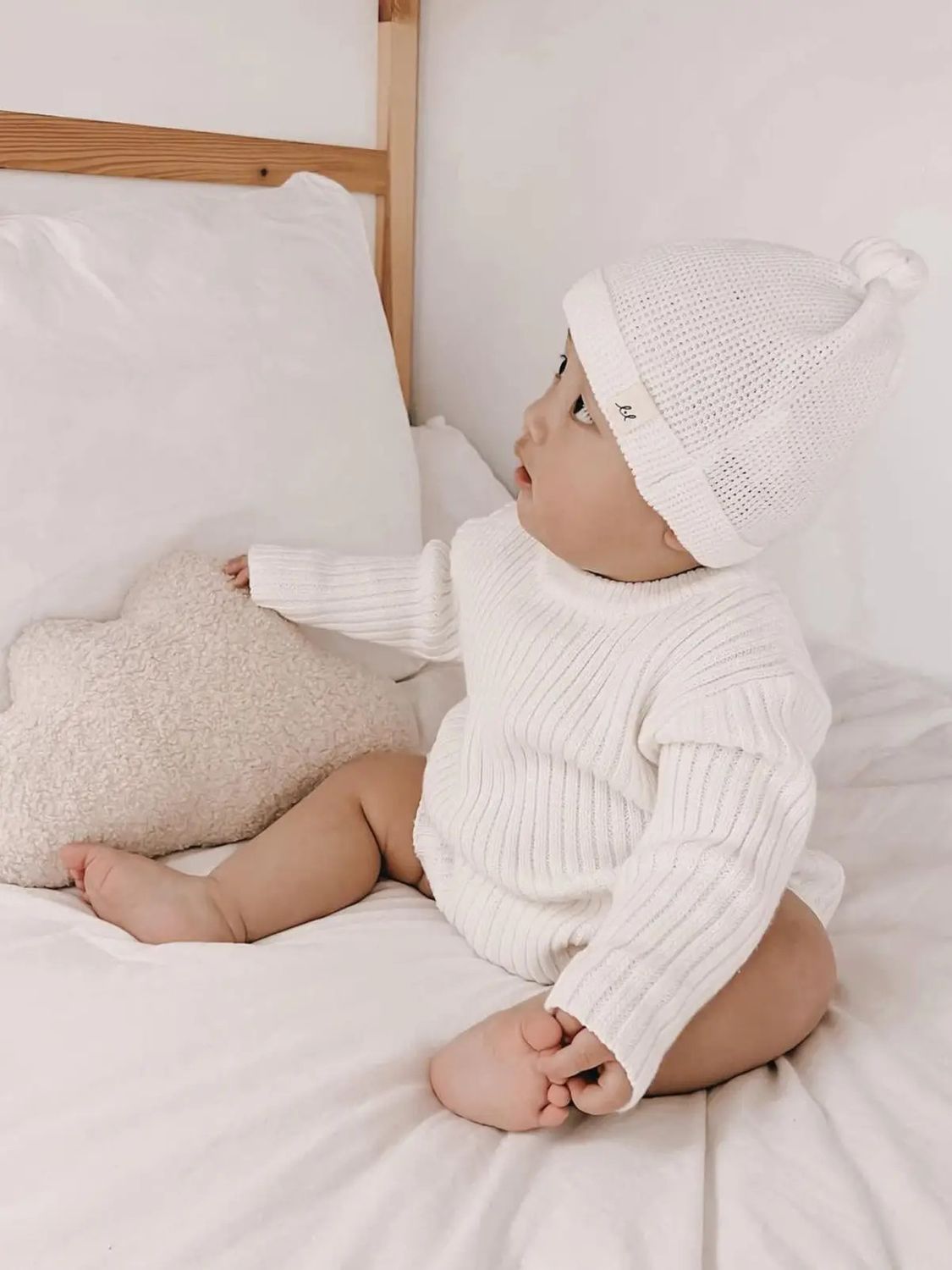 Luna + Luca Chunky Rib Romper - White 0-3 months