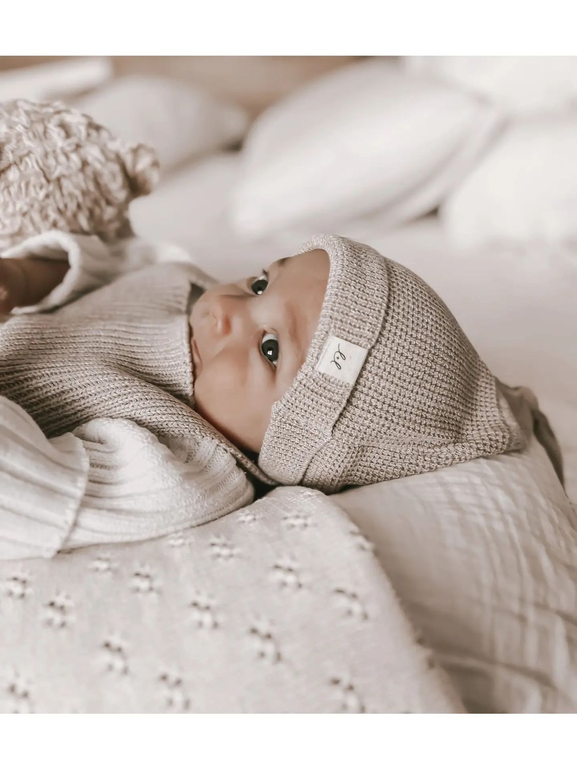 Luna + Luca Knotted Hat - Heather Beige 0 -3 months