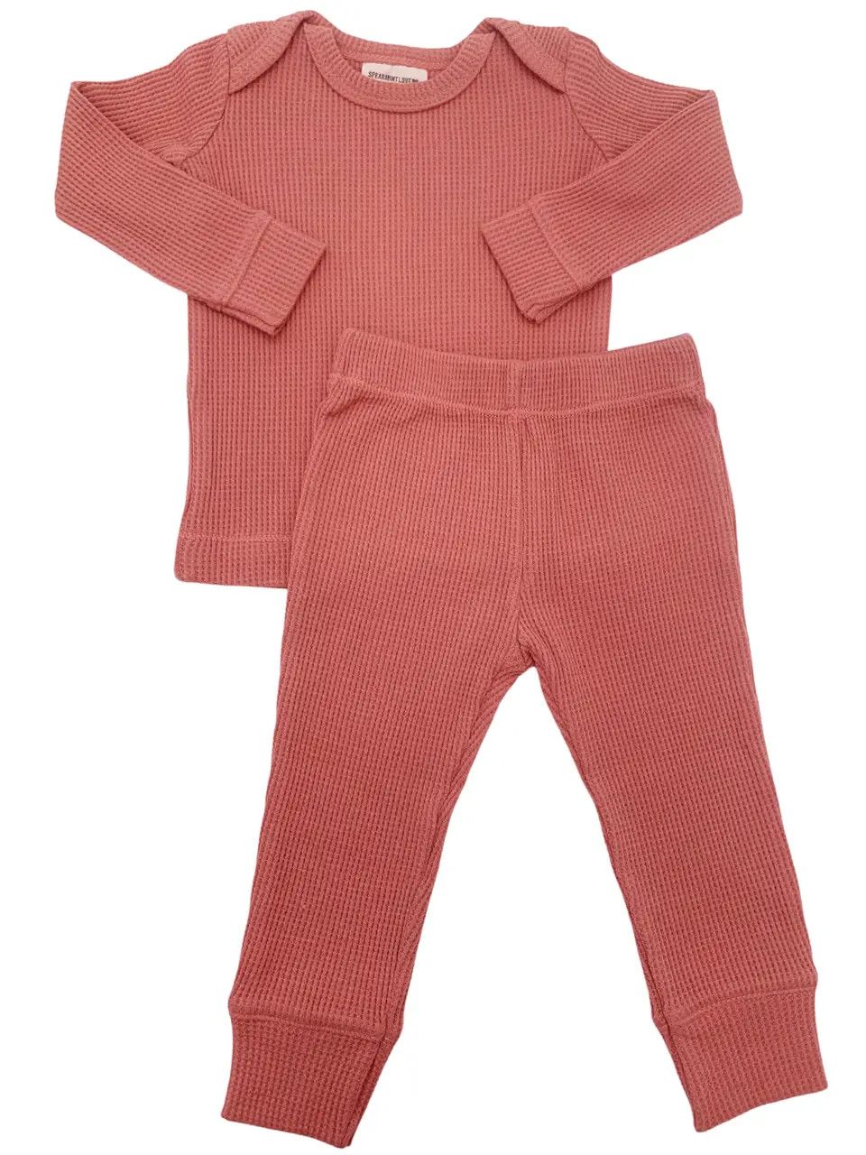 SpearmintLOVE Organic Waffle 2-Piece Set, Dusty Rose 2T