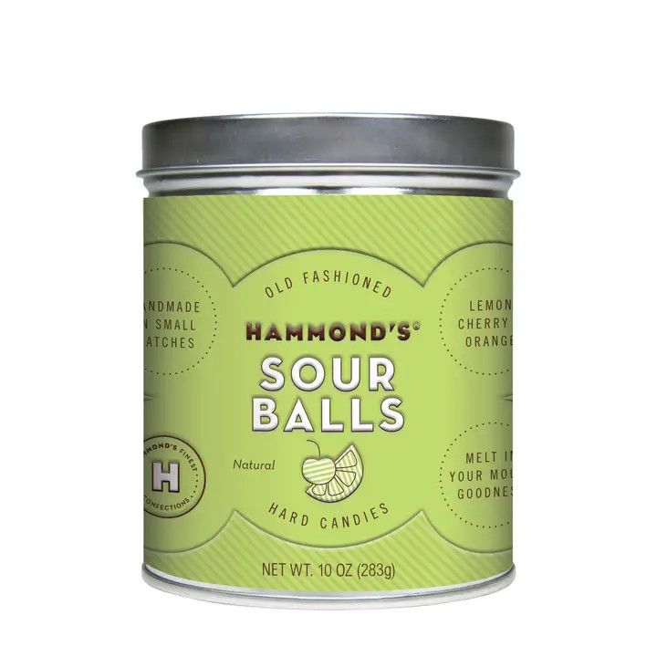 Hammond's Candies Sour Balls Drops Tin 10oz