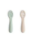 Mushie First Feeding Baby Spoons 2-Pack - Cambridge Blue/Shifting Sand