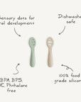 Mushie First Feeding Baby Spoons 2-Pack - Cambridge Blue/Shifting Sand