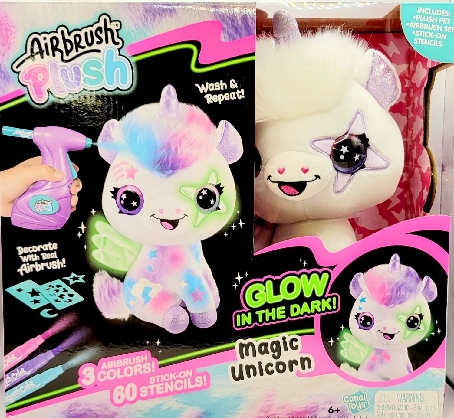 Airbrush Plush Glow In The Dark Magic Unicorn