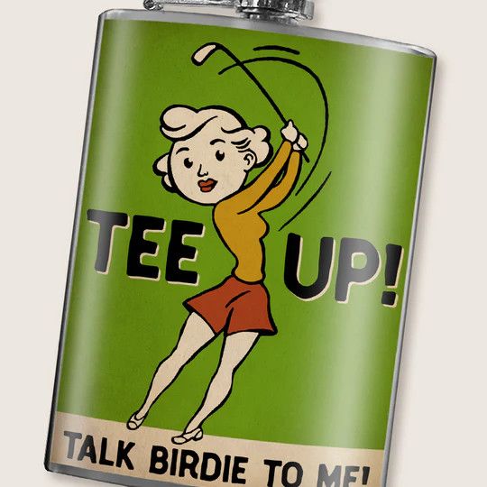 Trixie &amp; Milo Flask - "Talk Birdie To Me" Golfer's Flask - Tee Up