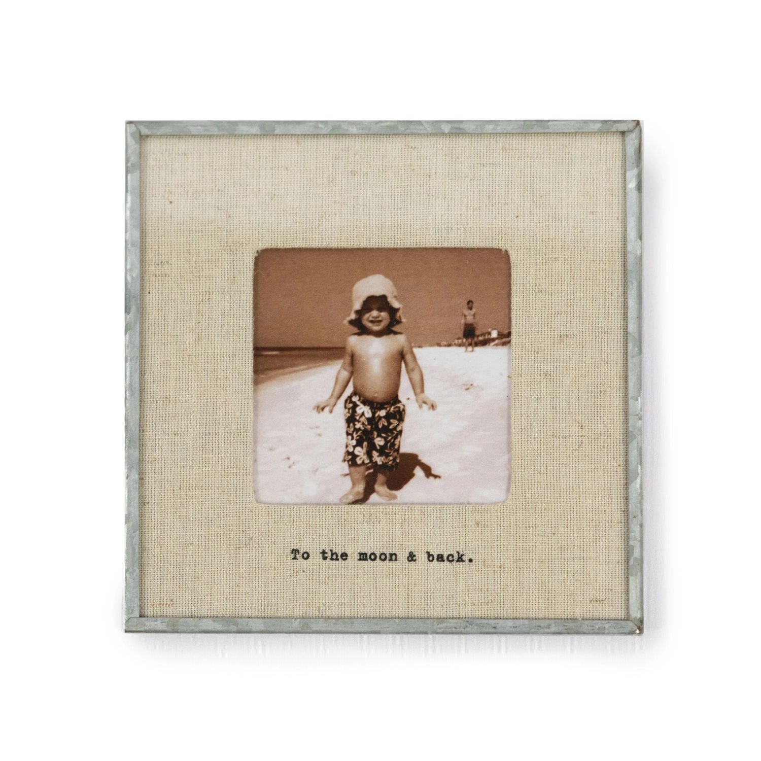 To The Moon &amp; Back Linen Photo Frame fits 3.5"x3.5"