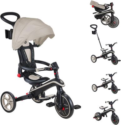 Globber Explorer Trike Foldable 4 in 1 - Taupe