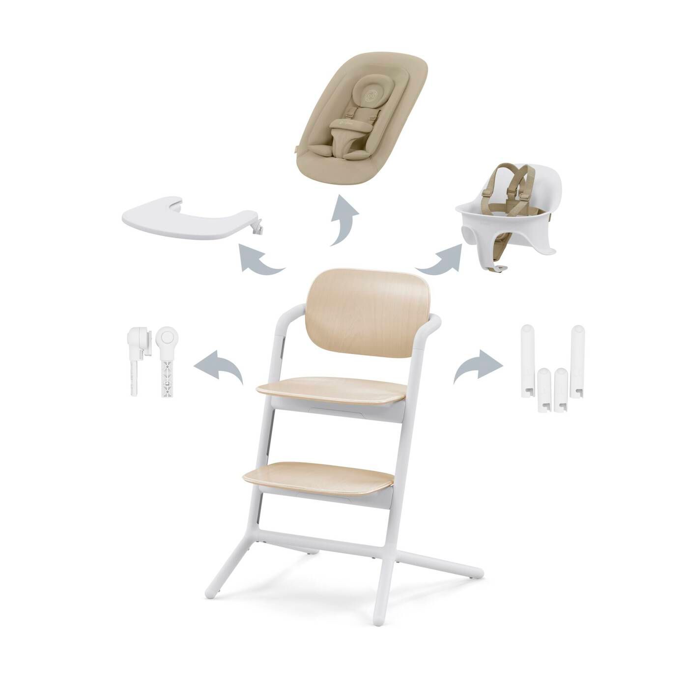 CYBEX Gold Lemo 4 in 1 Set High Chair in Sand White