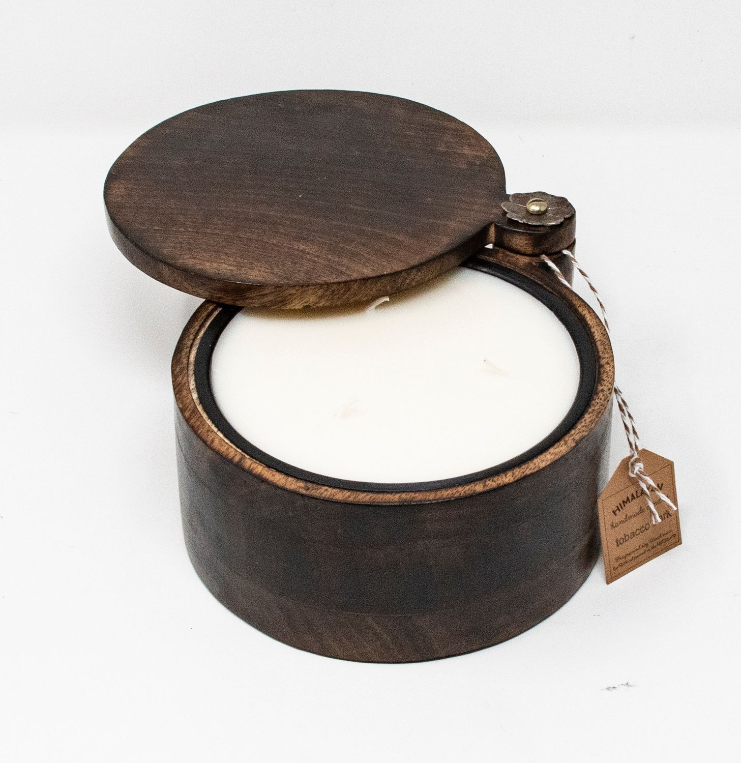 Himalayan Candles Small Wooden Spice Pot 16 oz -  Bourbon Vanilla