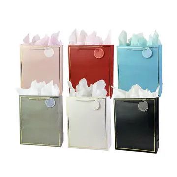 Everday Bag - Solid Color, Inner Gold Foil Trim - Large