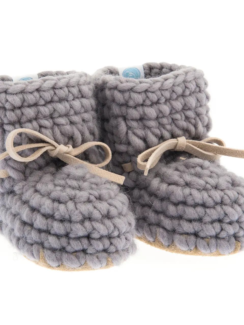 Beba Bean Baby Booties Sweater Moccs - Grey 18-24