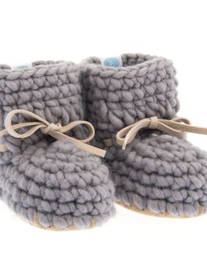 Beba Bean Baby Booties Sweater Moccs - Grey 18-24
