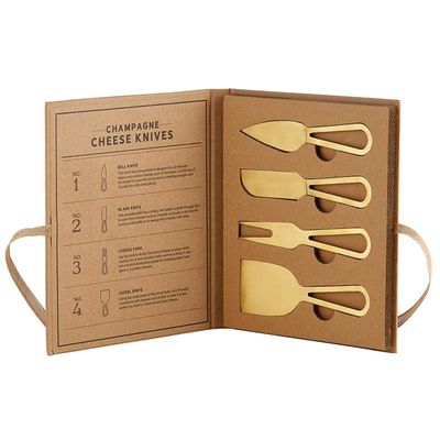 4 piece Champagne Gold - Cheese Knives Book Box