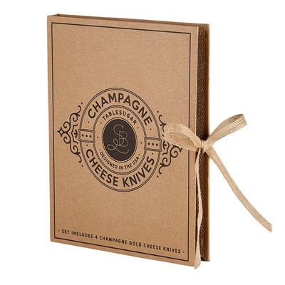 4 piece Champagne Gold - Cheese Knives Book Box