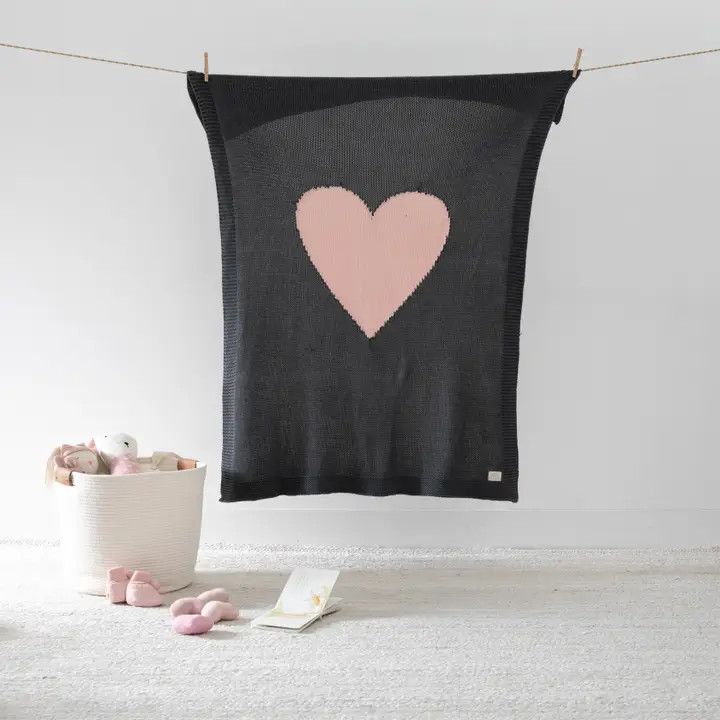 Pink Lemonade Baby Love – Dk Grey / Baby Pink - Baby Blanket - 100% Organic Cotton