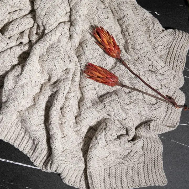 Pink Lemonade Drapa Linen sand mel Blanket