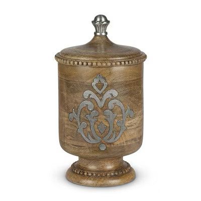 Heritage Inlay Wood Canister 14"