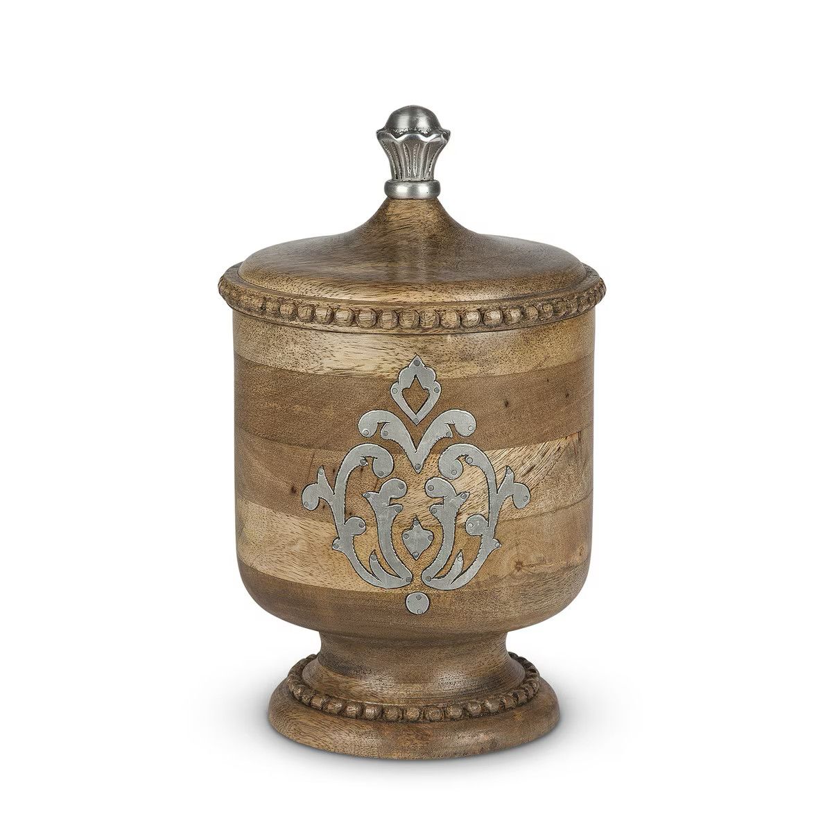 Heritage Inlay Wood Canister 12"