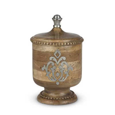 Heritage Inlay Wood Canister 12"