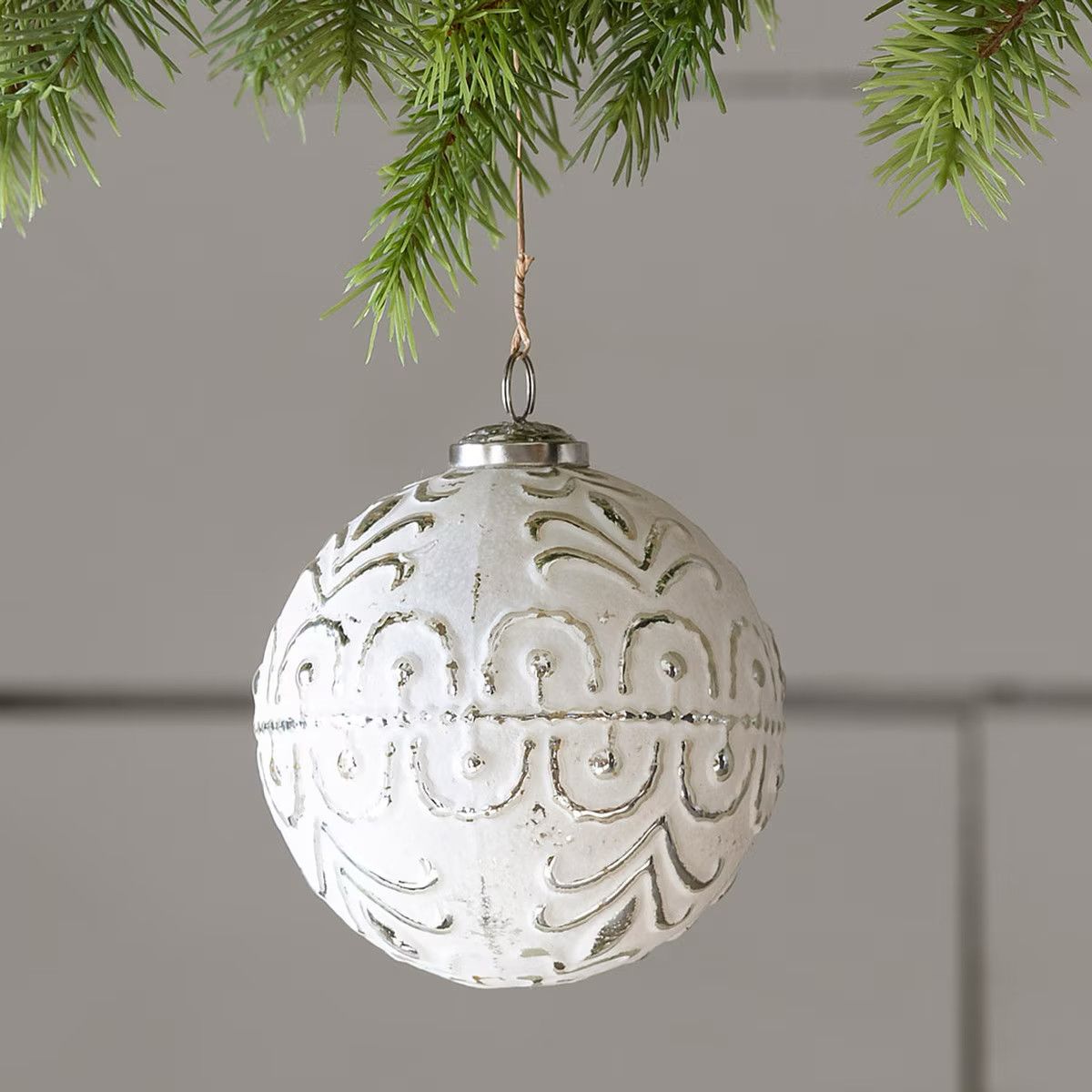 St. Lucia Embossed Glass Ball Ornament Large