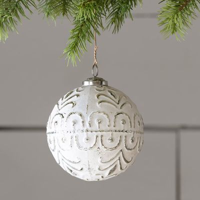 St. Lucia Embossed Glass Ball Ornament Large