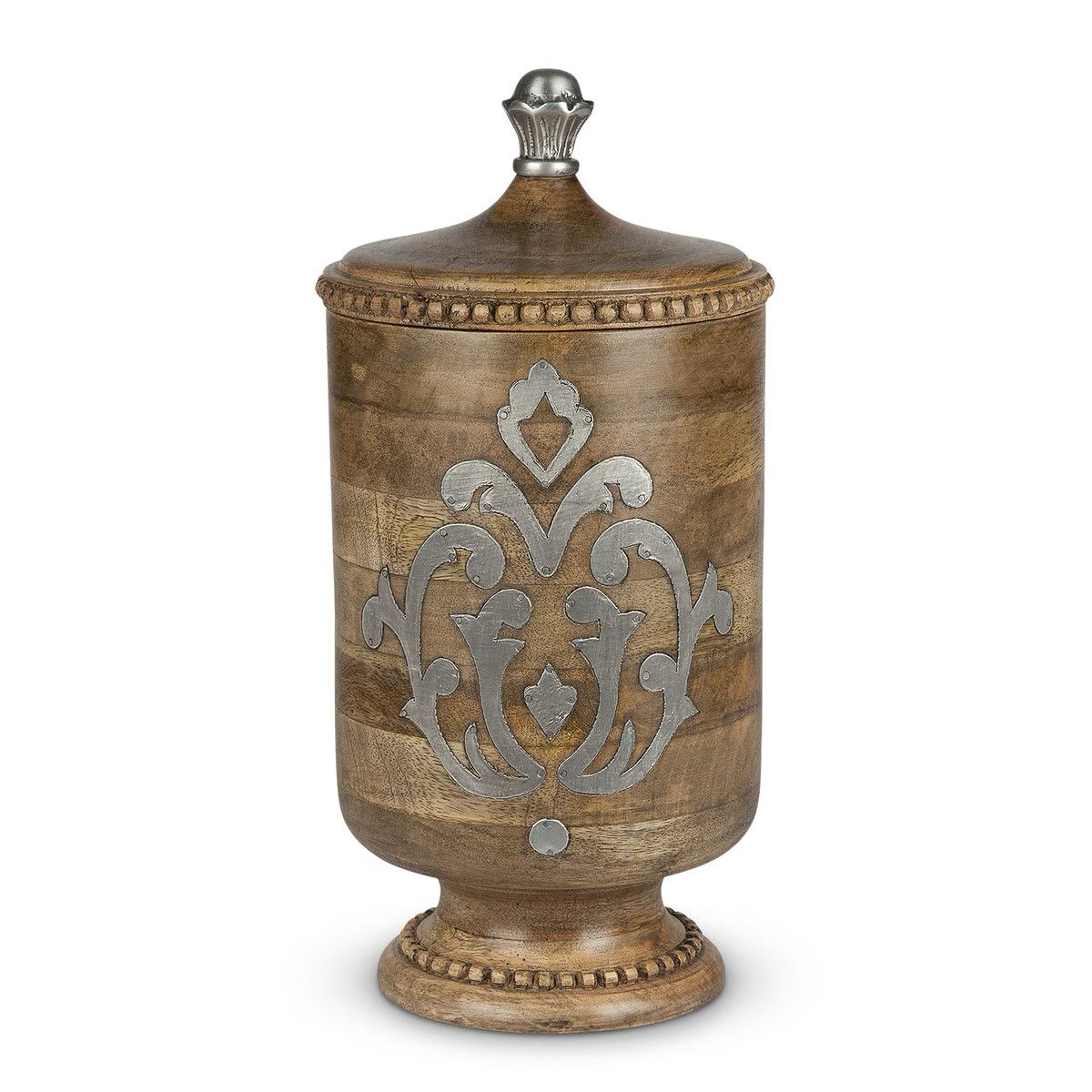 Heritage Inlay Wood Canister 15"