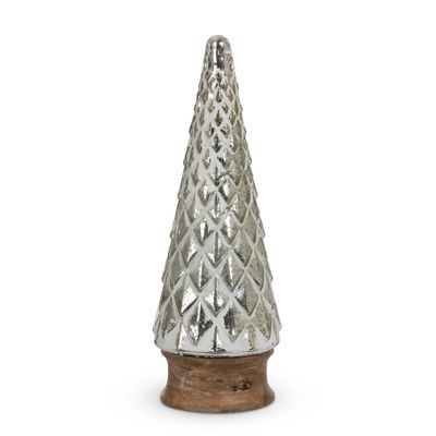 Whitewash Silver Mercury Glass Tabletop Tree 19"
