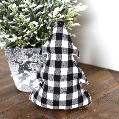 Black Check Christmas Tree Door Stop 9"