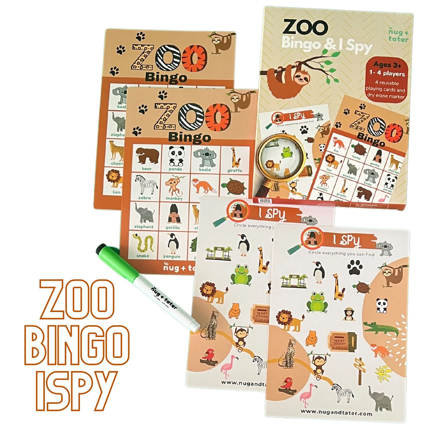 Nug + Tater Zoo Bingo and I Spy