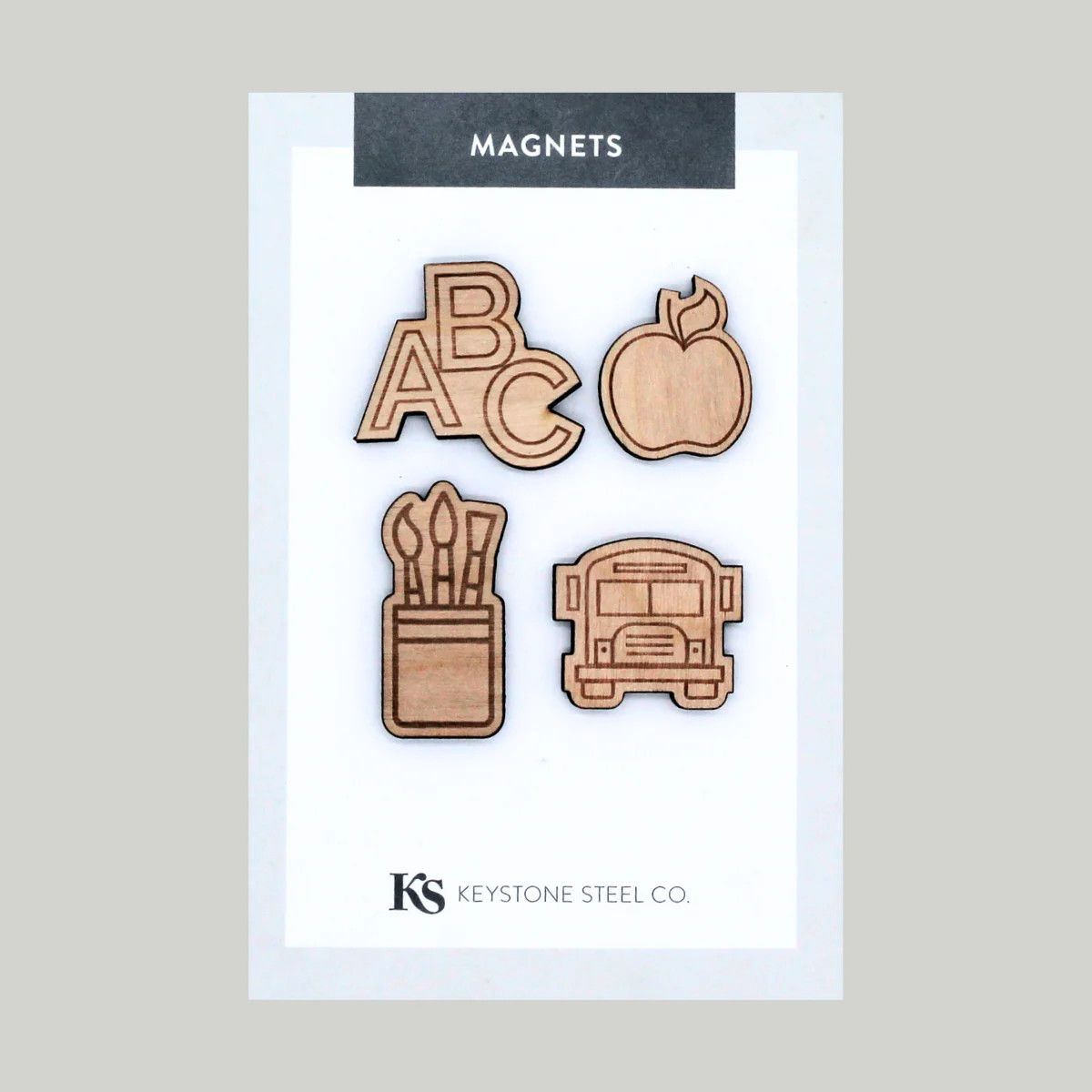 Elementary School Wooden Magnet 4pk