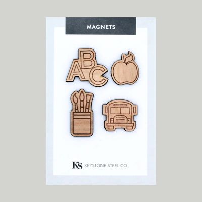 Elementary School Wooden Magnet 4pk