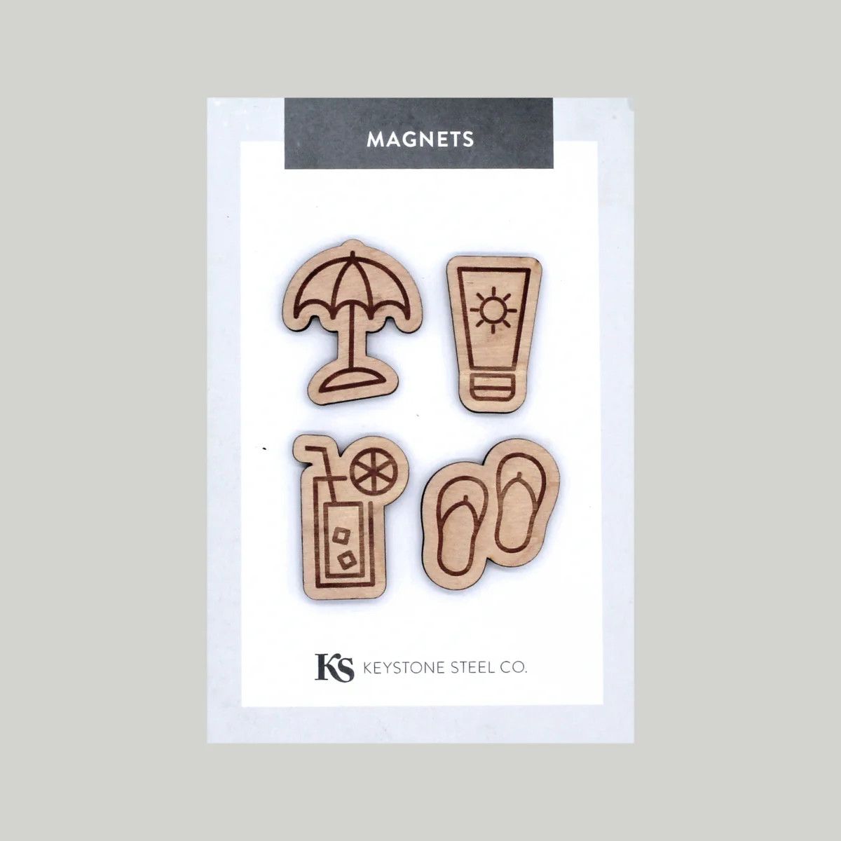 Beach Accessory Wooden Magnet 4pk