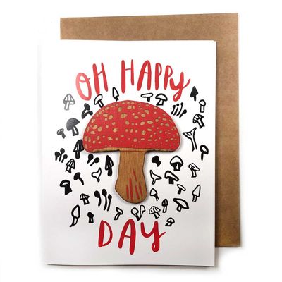 Oh Happy Day Amanita Mushroom Magnet w/ Card