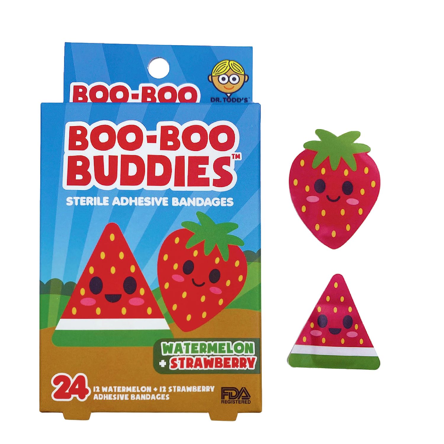 Boo-Boo Buddies Watermelon and Strawberry Shape Bandages