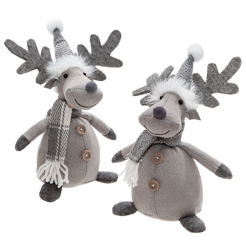 2 Asst. Reindeer w/ Scarf - 9.75 in