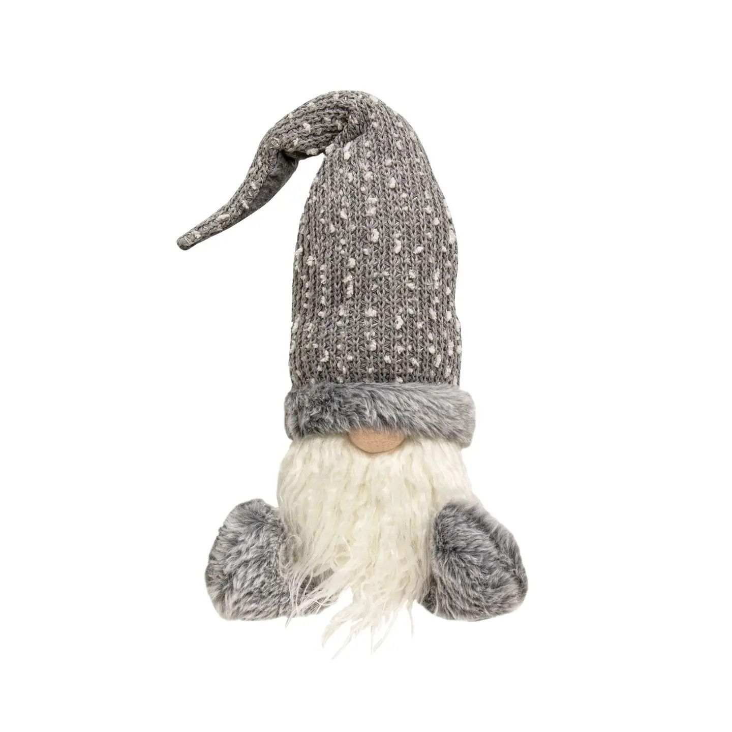 Gray Fuzzy Sitting Gnome - 22 in