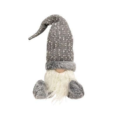 Gray Fuzzy Sitting Gnome - 22 in