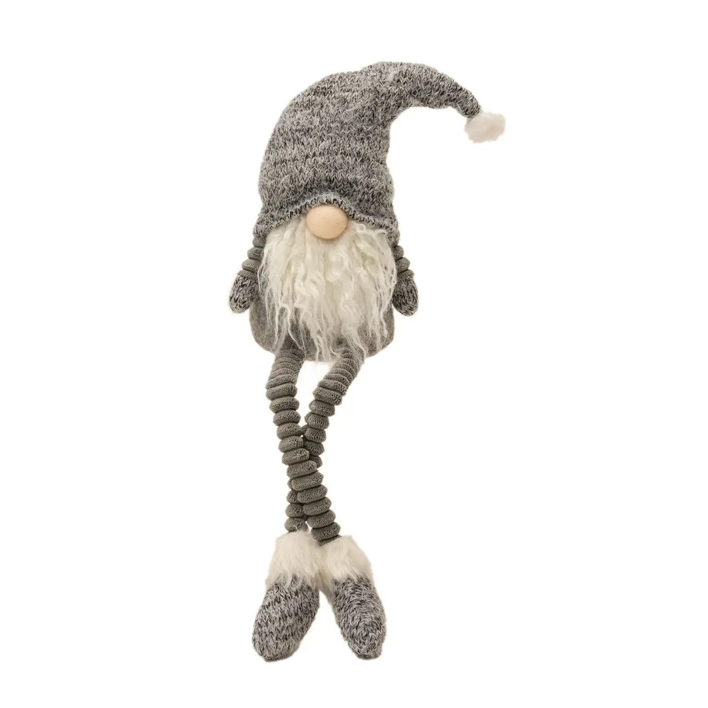 Dangle Leg Grey Santa Gnome 22.8 in